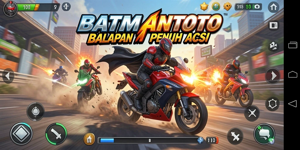 Tampilan gameplay seru dalam <strong>BATMANTOTO</strong> dengan balapan motor cepat.