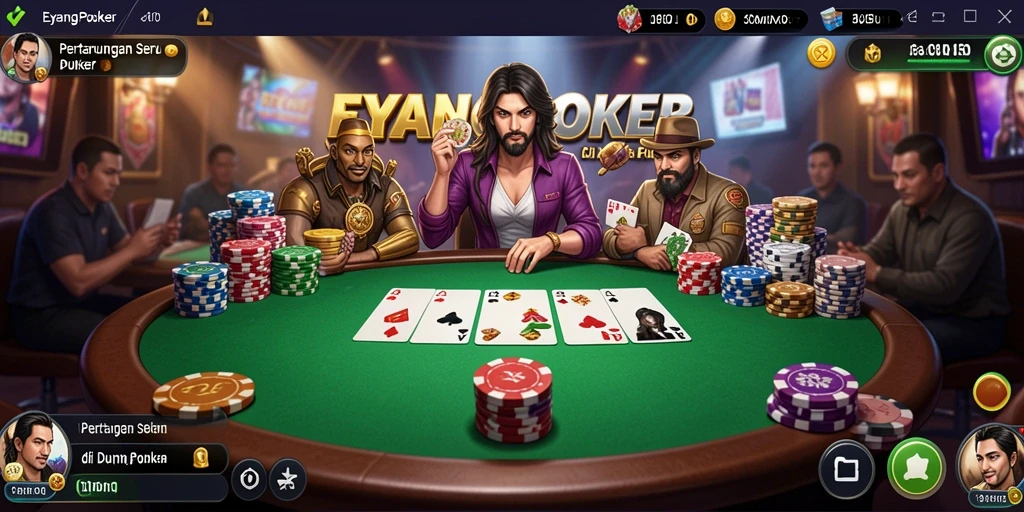 Tampilan seru dari gameplay EYANGPOKER yang penuh strategi.