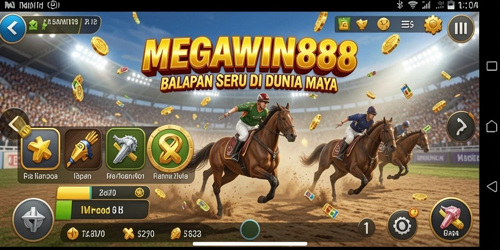 Tampilan gameplay seru di lintasan balapan MEGAWIN888.