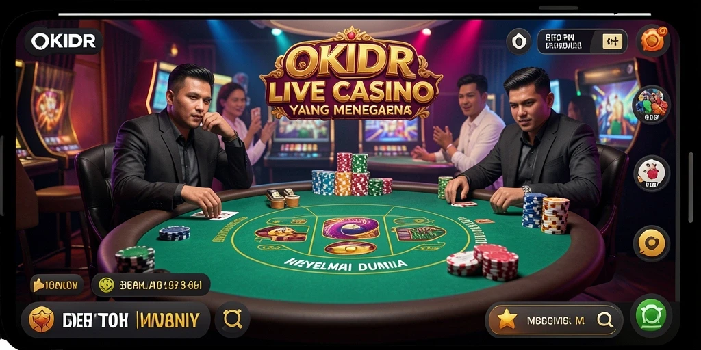 Screenshot gameplay OKIDR menampilkan dealer profesional dengan interaksi langsung.