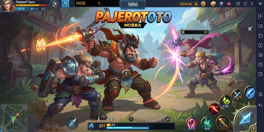 Screenshot gameplay seru PAJEROTOTO dengan aksi MOBA.