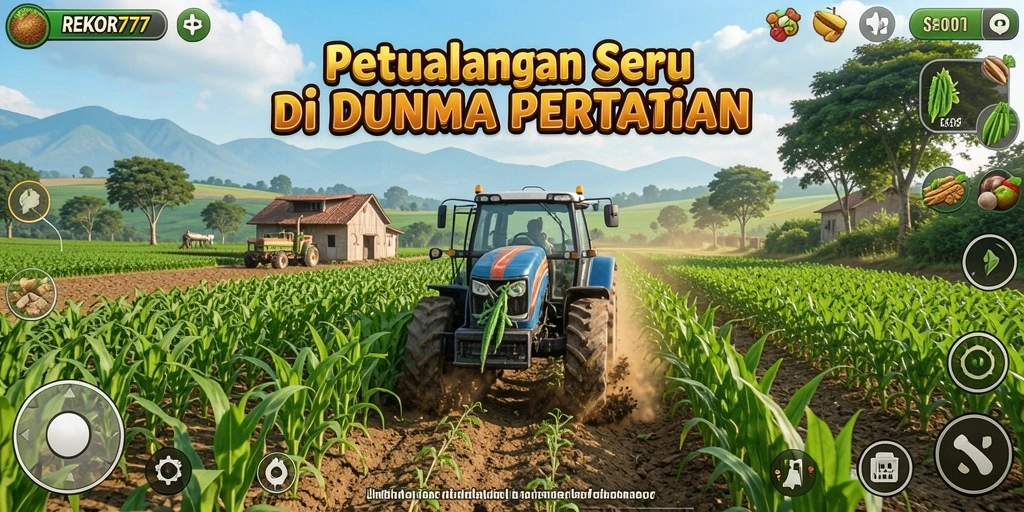 Gambar gameplay seru dalam <strong>REKOR777</strong> menampilkan keindahan bertani yang menyenangkan.