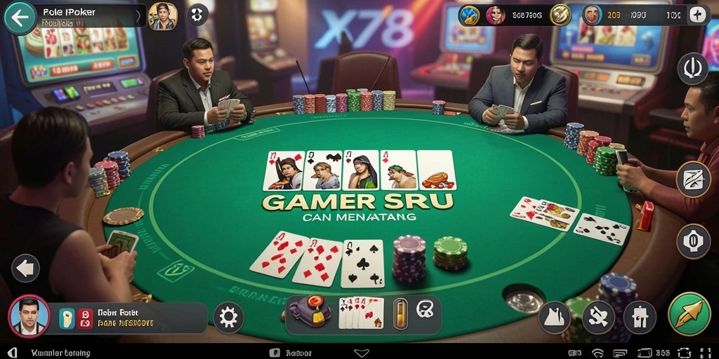 Screenshot gameplay X78 yang menunjukkan keseruan bermain Poker.